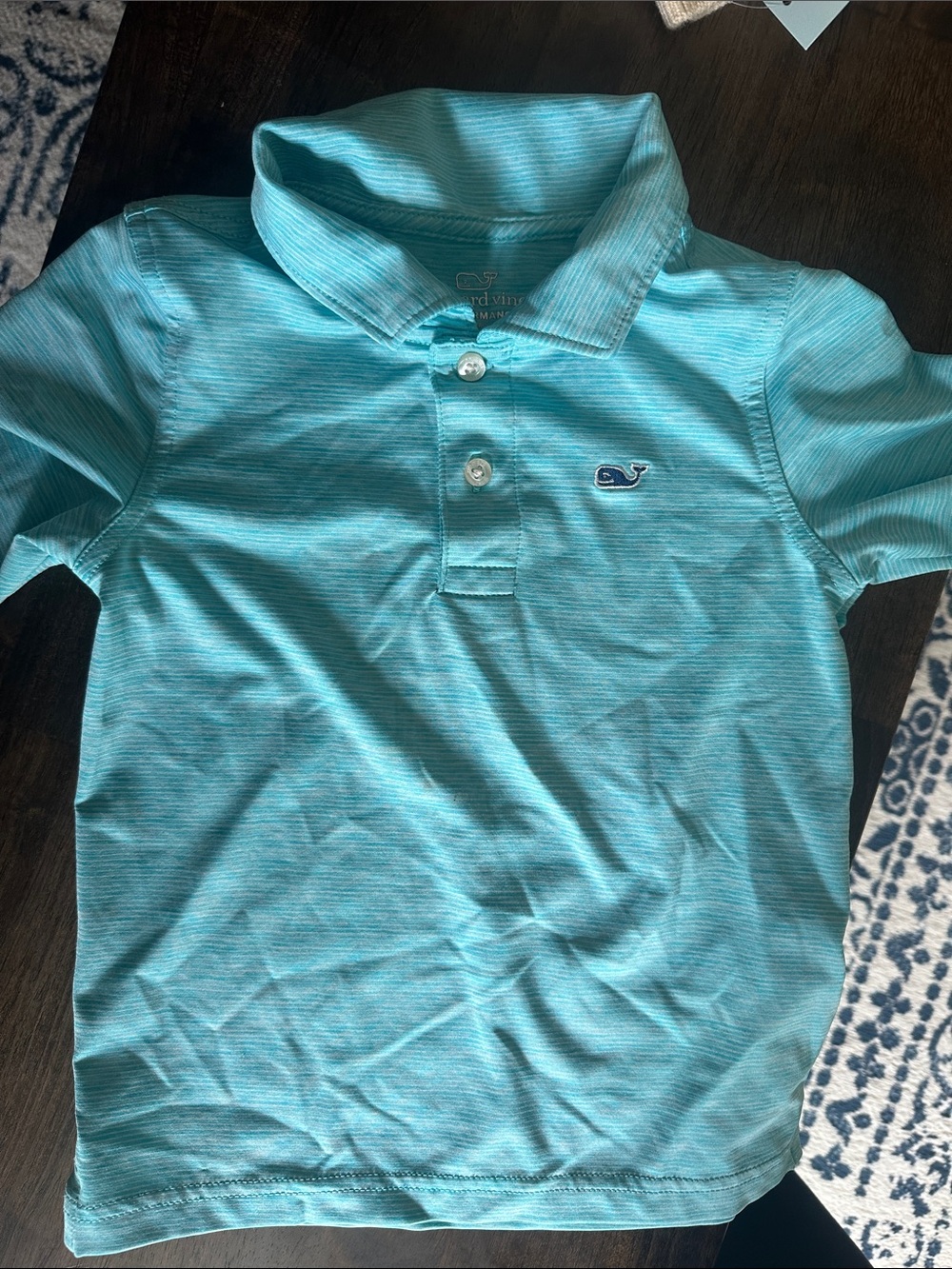 Vineyard Vines Kids Aqua Striped Polo